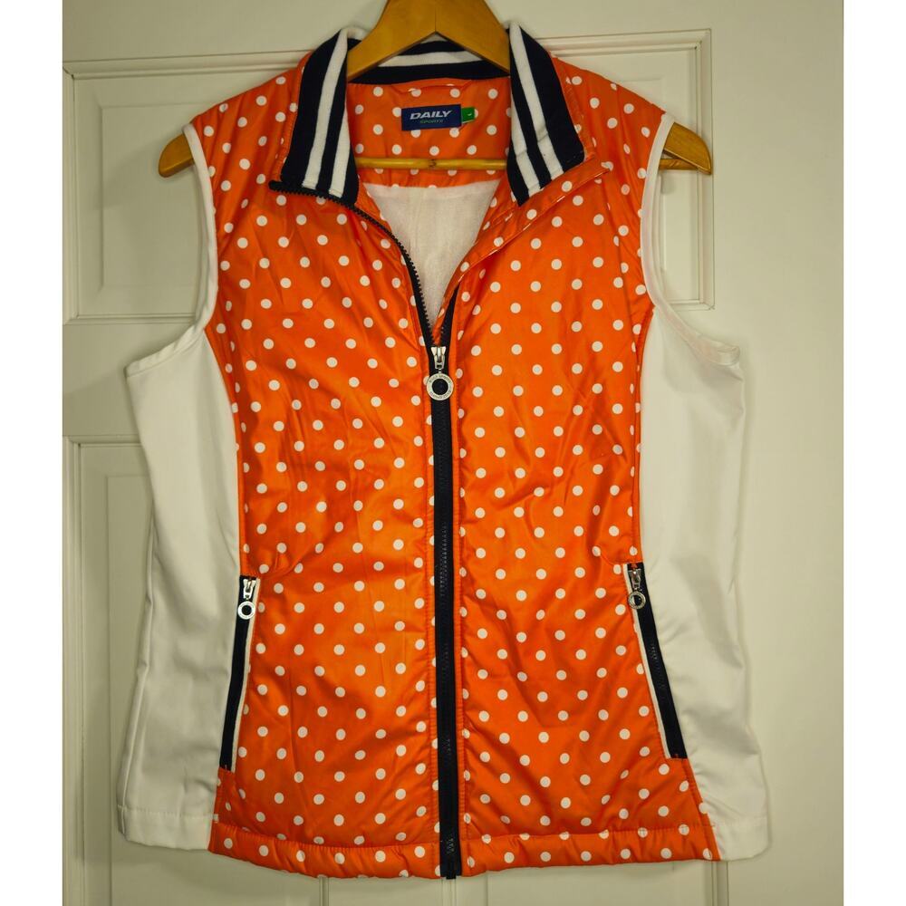 Daily Sports Orange Polka Dot Women's Golf Vest Size Large